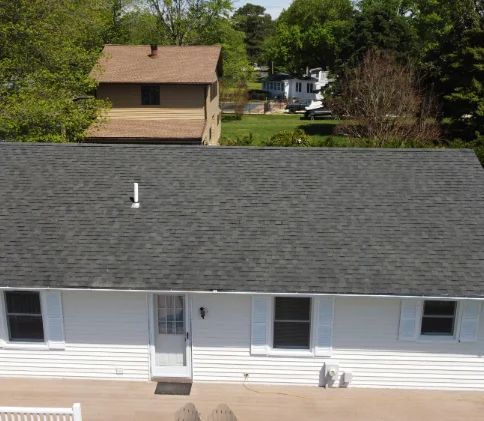 A residential roof after rejuvenation chemical treatment