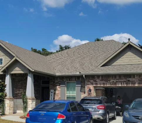 A residential roof before rejuvenation chemical treatment